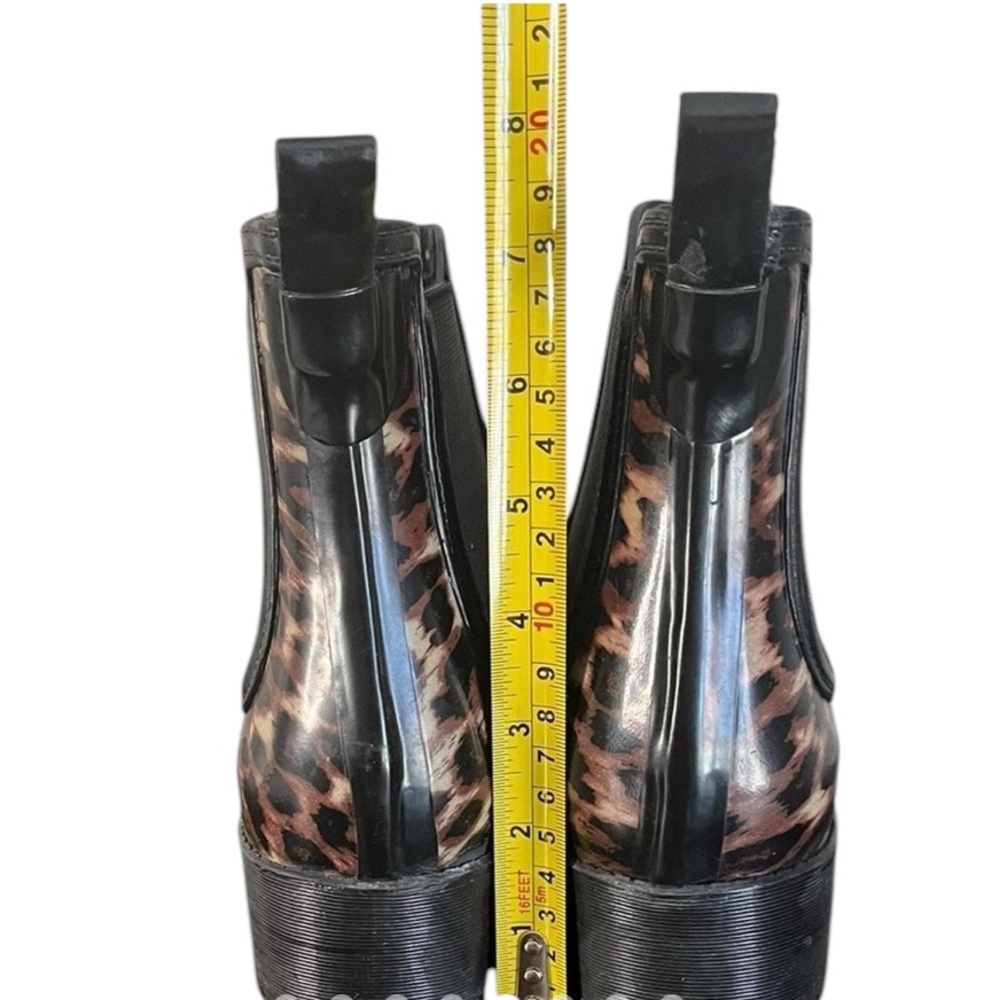 Jeffery Campbell Boots Womens 7 Black‎ Brown Leopard Platform Chelsea Rain Lug - Picture 7 of 9